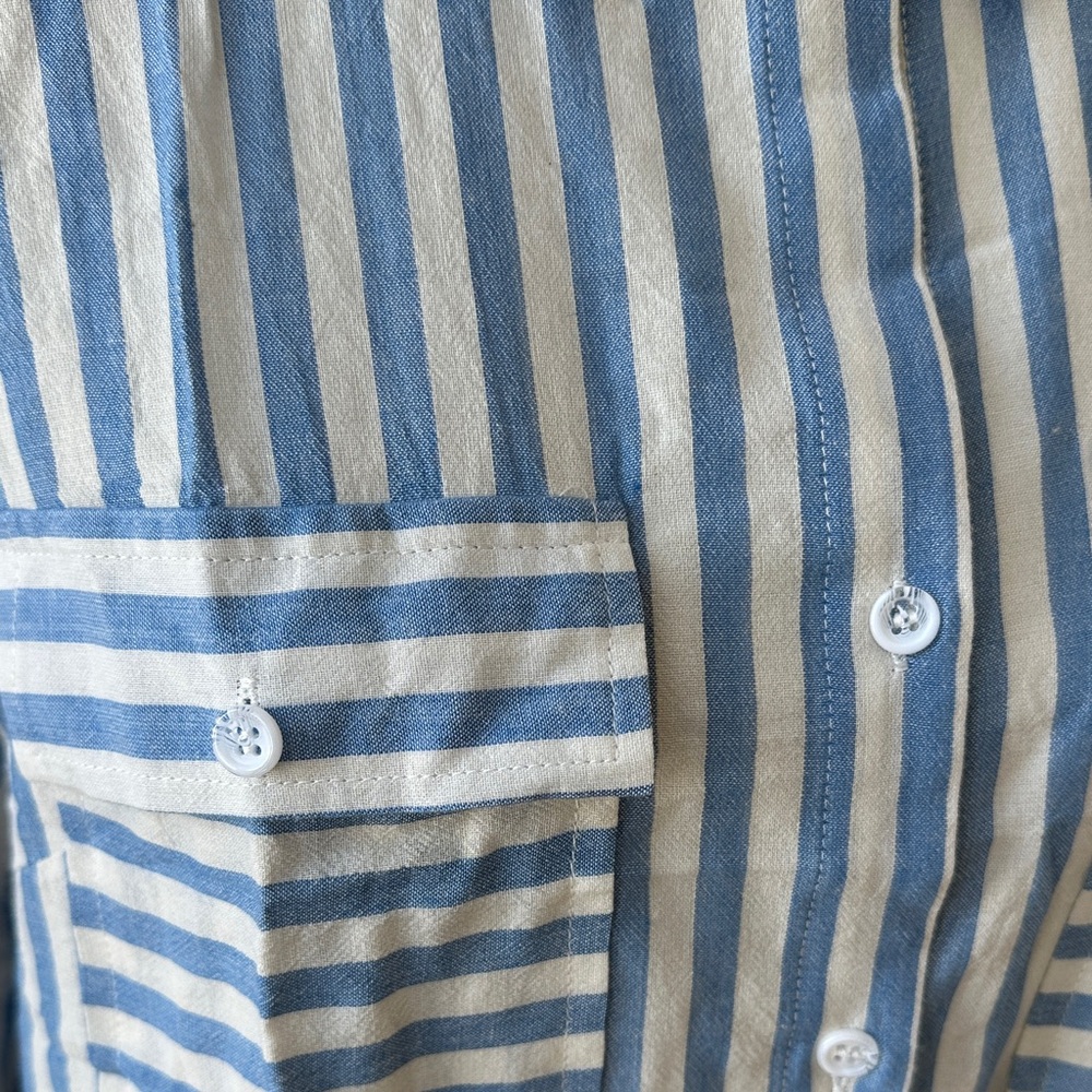 White and Blue Long Sleeve Button Down Shirt - Picture 7 of 17